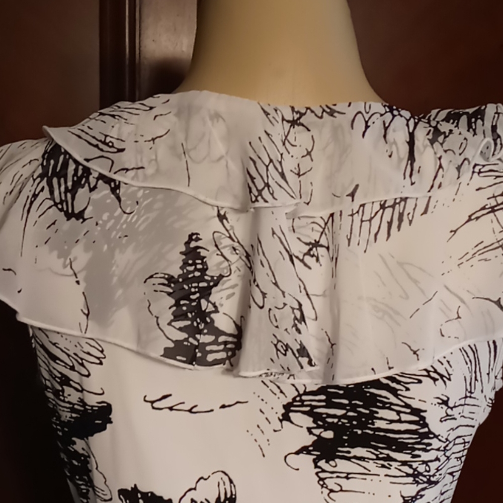 Ruffled Top with Rope Braided Neckline - Picture 7 of 9